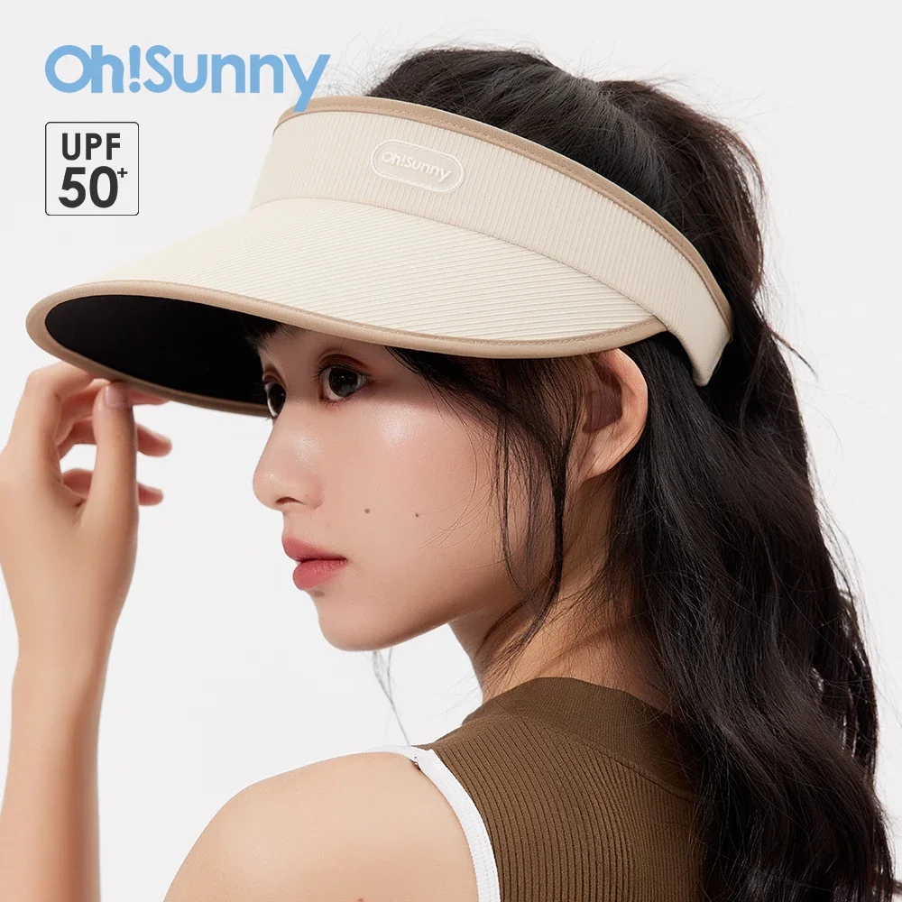 OhSunny Unisex Sun Visors Bucket Hats Adjustable Empty Top Baseball Cap Anti-UV UPF50+ for Outdoor Golf UV Protection