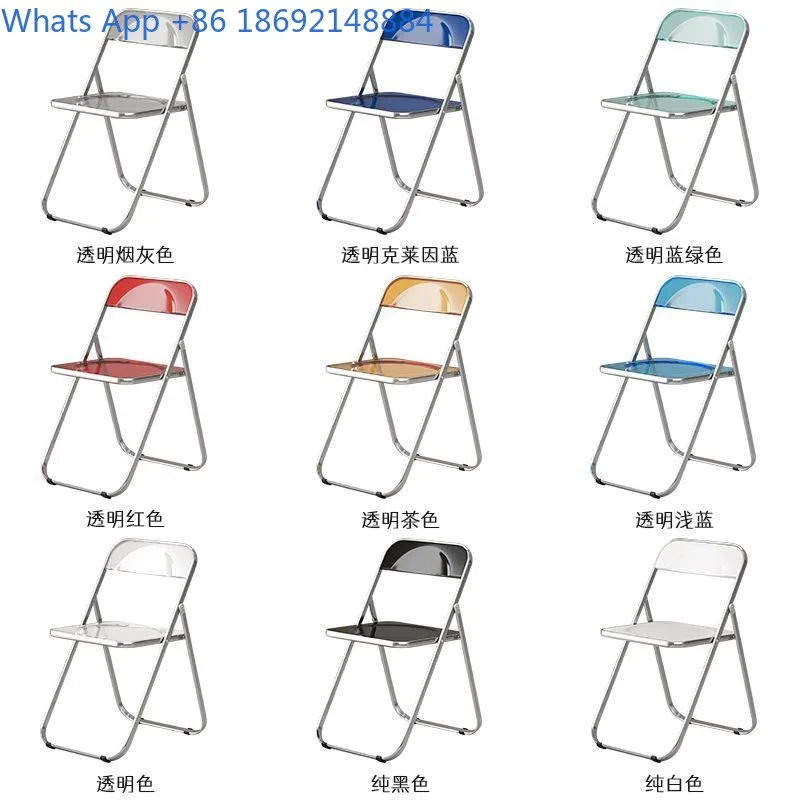 Industrial Style Stainless Steel Transparent Folding Chair Cafe Table Milk Tea Shop Table and Chair Set