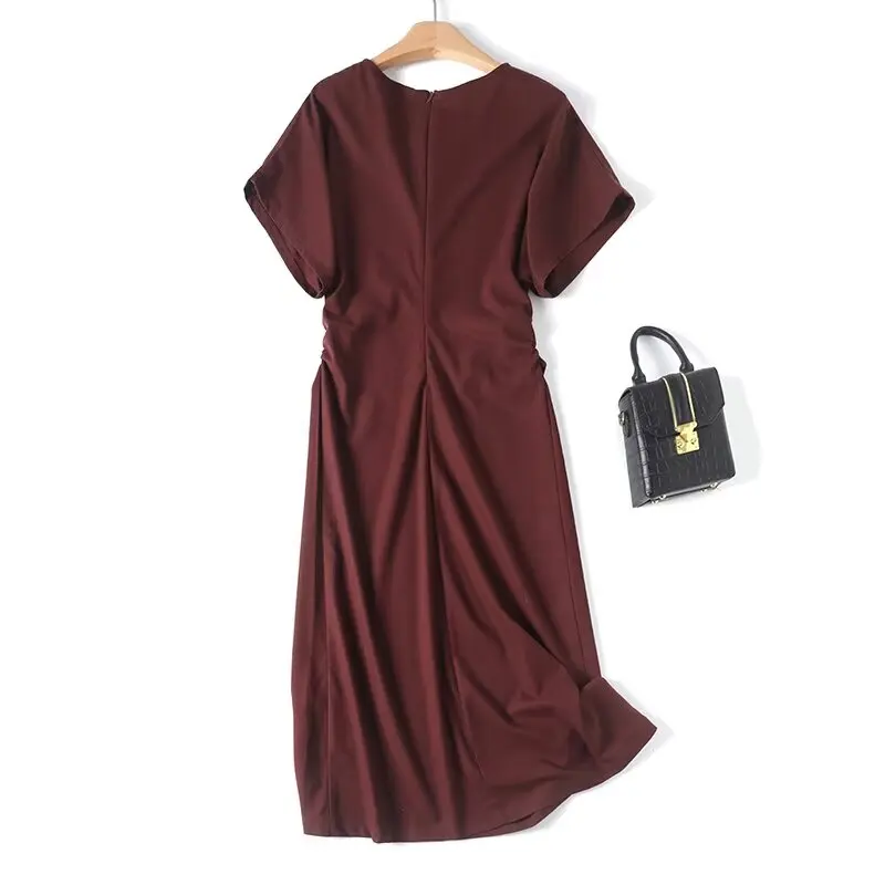 

Jenny&dave 2026 Minimalist Solid Color Cotton Linen Dress Women French Countryside Elegant Pleated Loose Vacation Summer Dresses