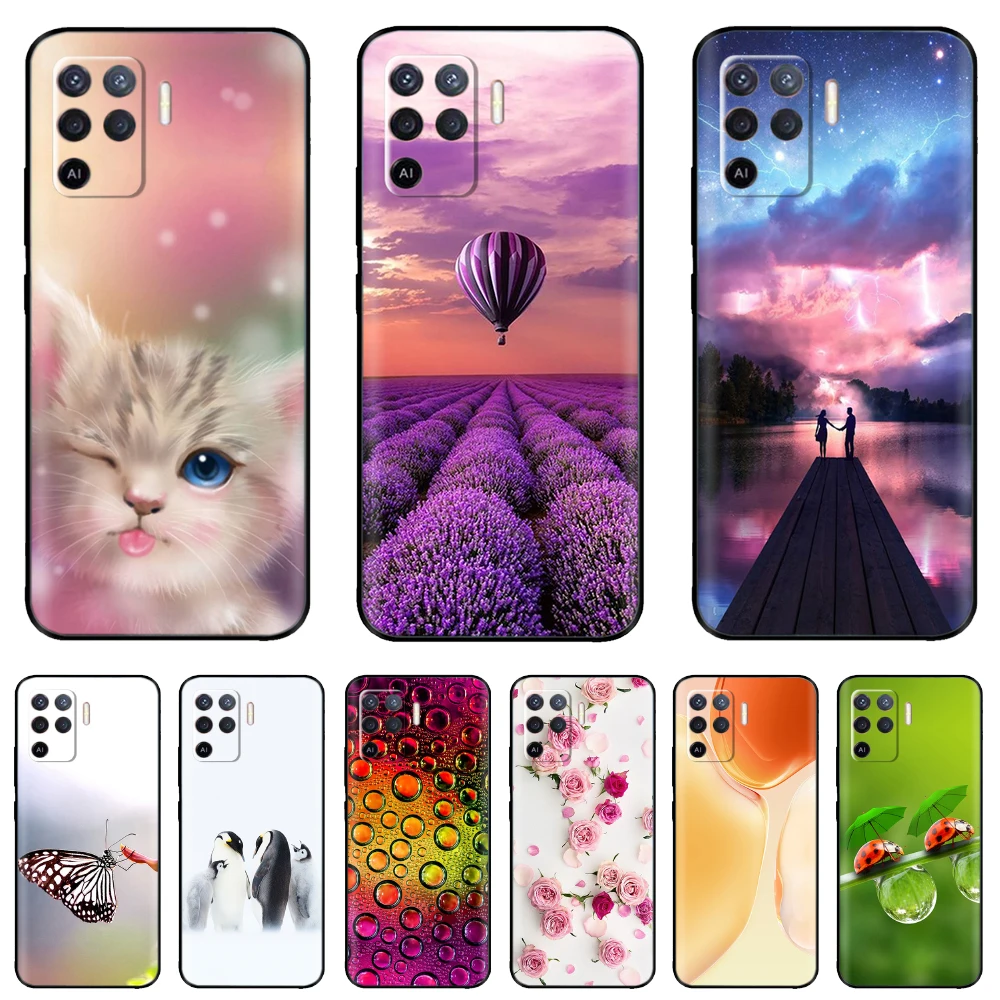 Cover For Oppo Reno 5 Lite Case Soft Black Silicone Cute Shockproof TPU Coque Phone Cases For Oppo Reno5 Z Reno 5 F Z Lite 5F 5Z