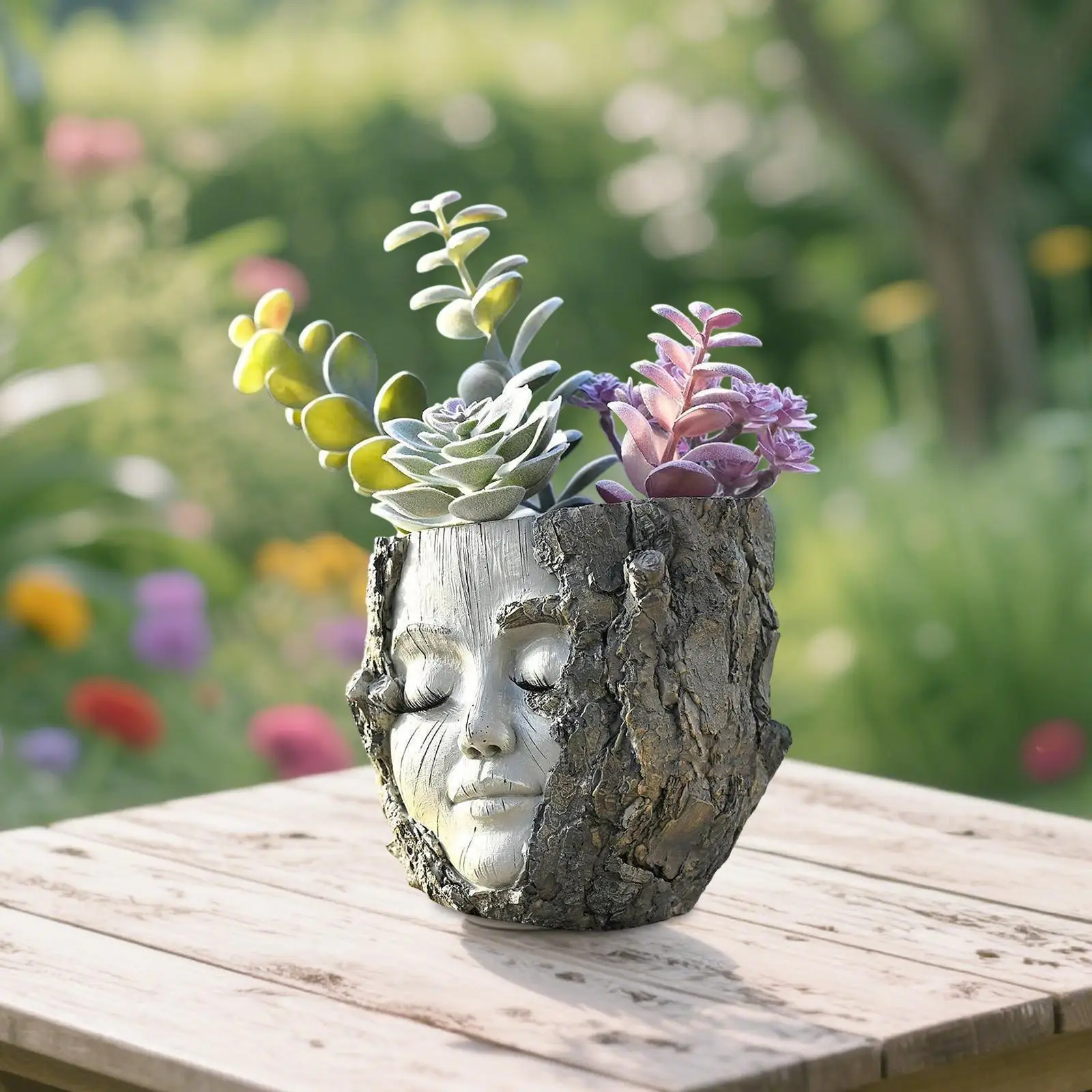 

Girl Face Flower Pot Unique Decorations Ornament for Birthdays Tables Mantel