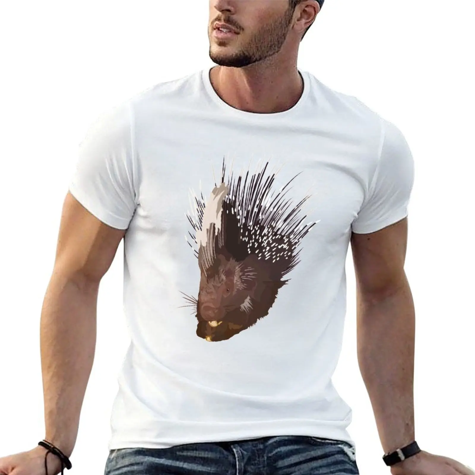 A is for African Crested Porcupine T-Shirt designer shirts Clothing fitted t shirts for men