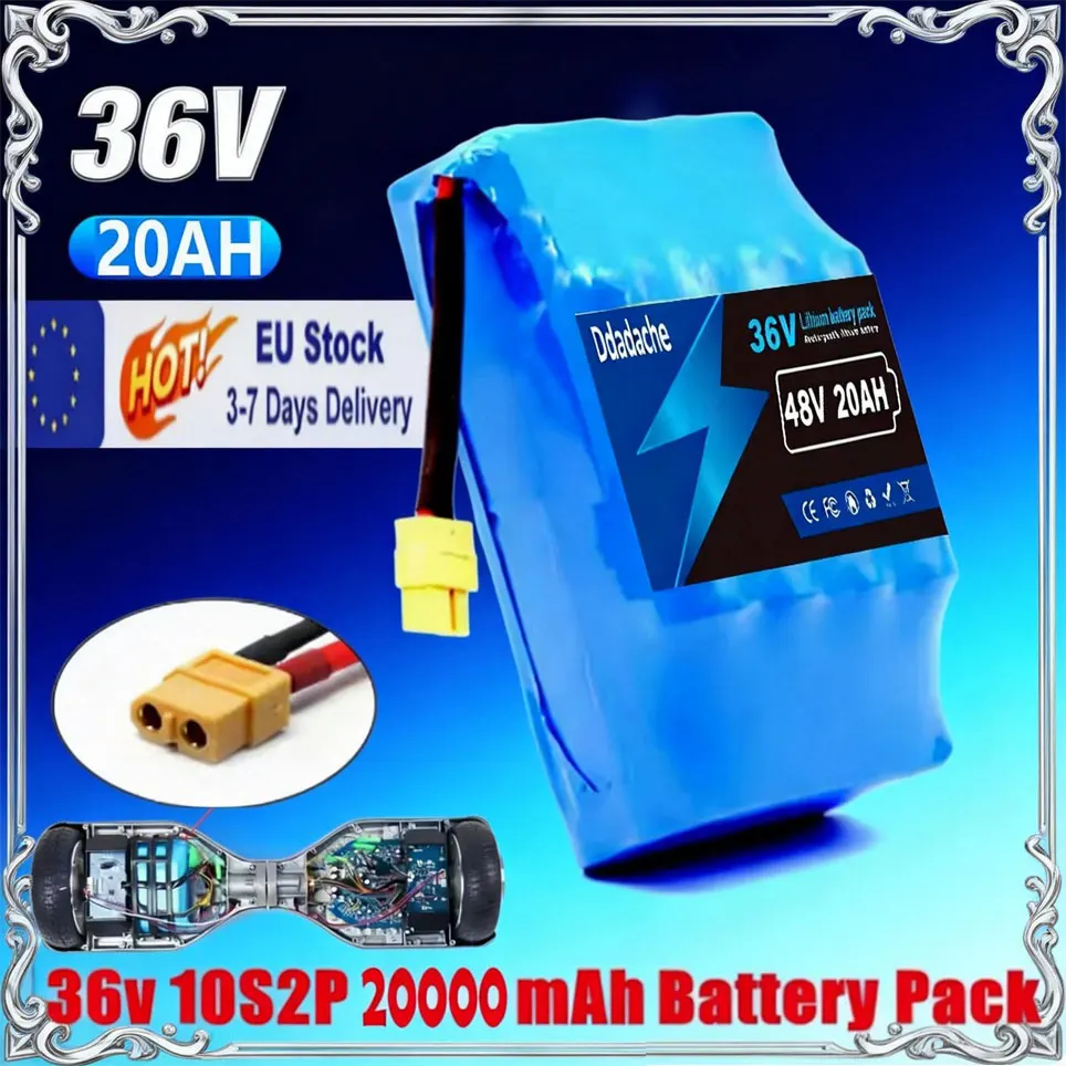Batteria al Litio Ricaricabile Originale 36V 20Ah 10S2P 20000mAh 18650 per Scooter Elettrico