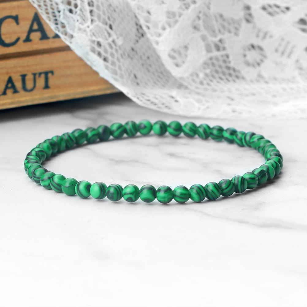 Mini 4mm Beaded Bracelets For Women Natural Stone Multicolor Malachite Bracelets For Men Friendship Yoga Healing Health Jewelry