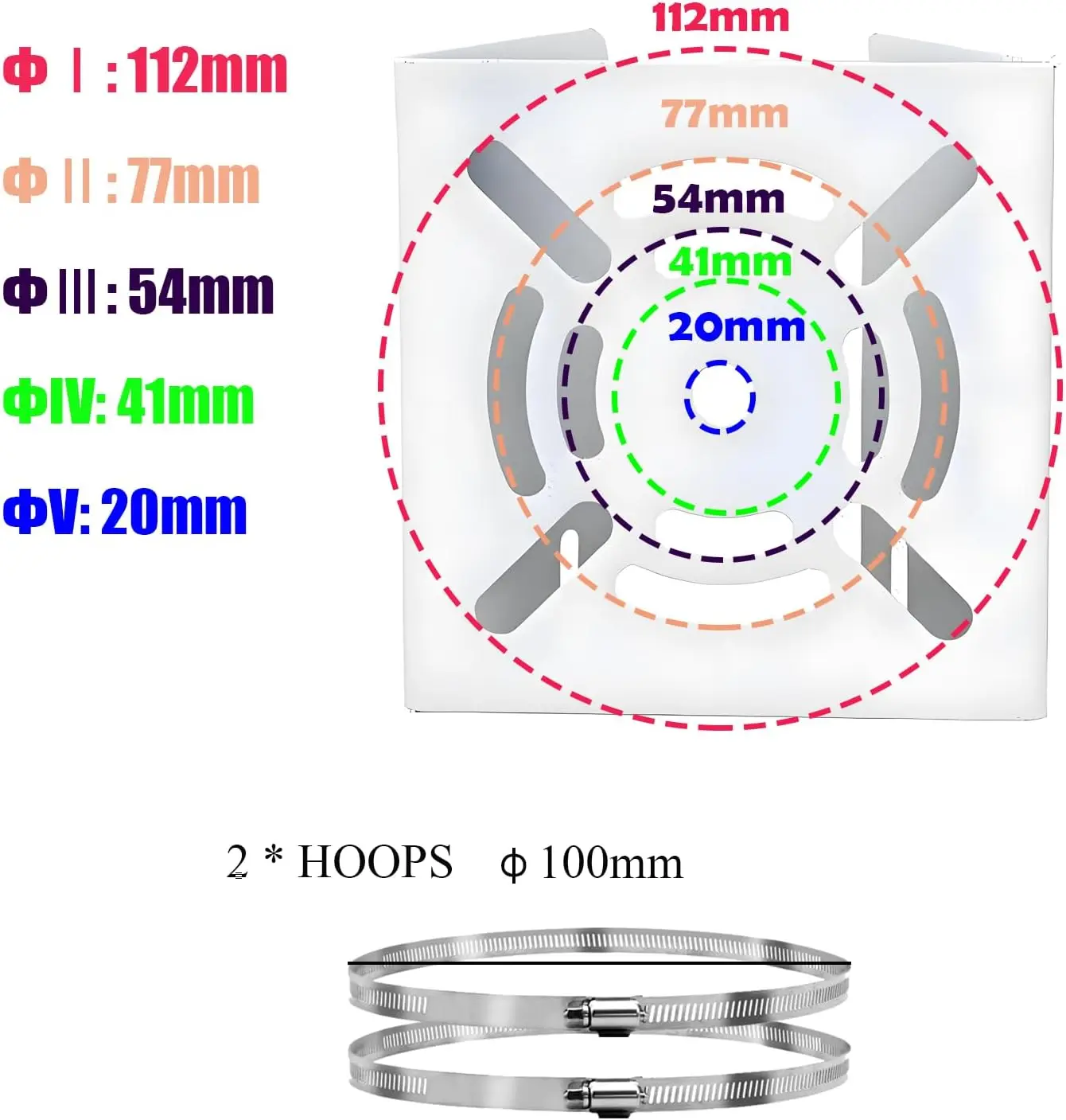 Universal Wall Mounting Bracket with 2 Loops 10cm, Vertical Pole Mount Adapter for CCTV Security Camera PTZ Dome Indoor Outdoor