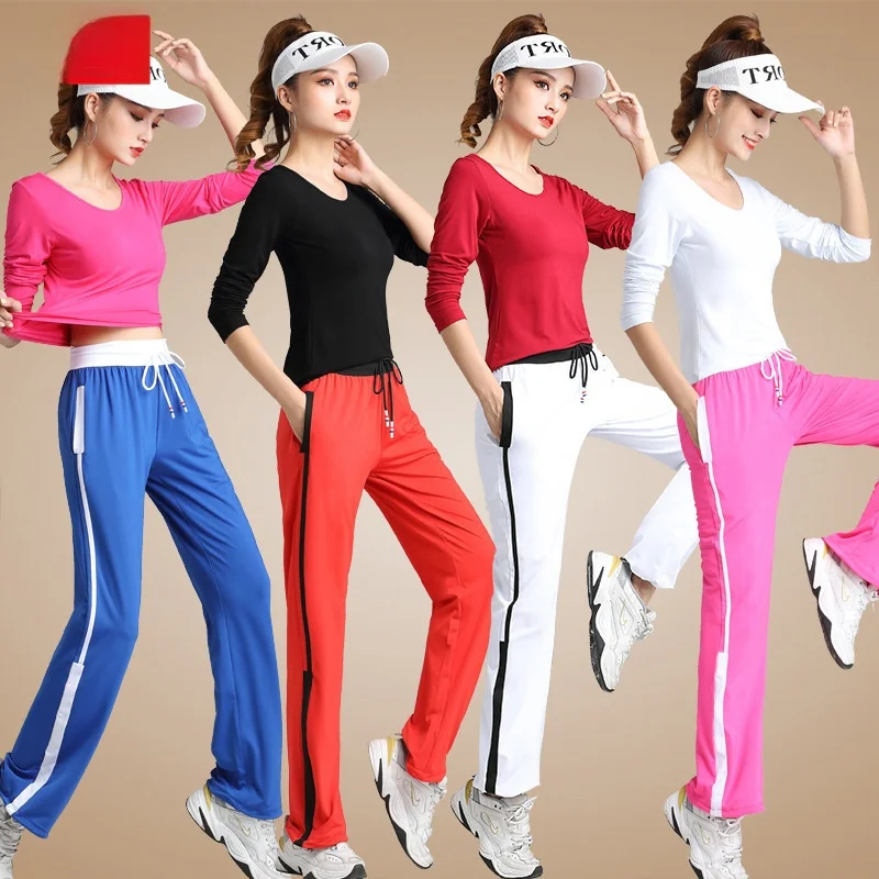 

Square Dance Fitn Sportswear Long Sve Set Spring Autumn Yang Li Step Dance Gymnastics Performance Costume Women