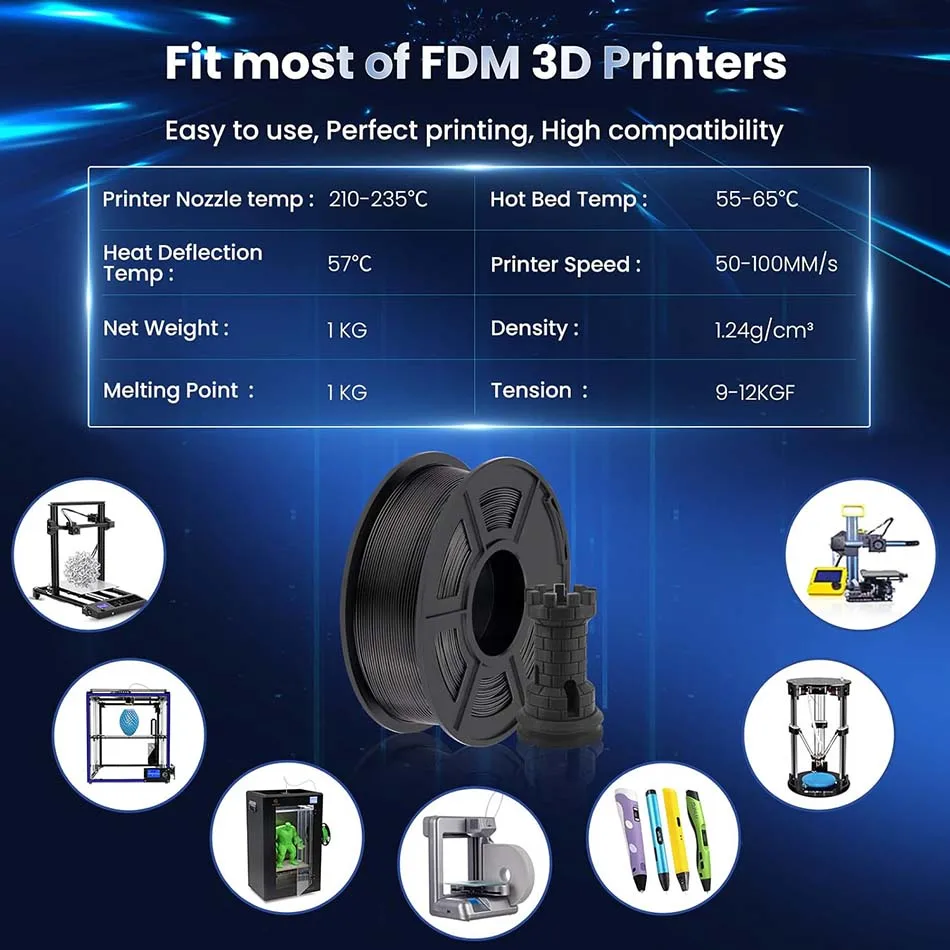 JAYO PLA + 3D Filament 1.75MM 10 Rolls PLA PLUS 3D Printer Filament Neatly Wound 3D Printing Filament 1.1kg Spool High Toughness