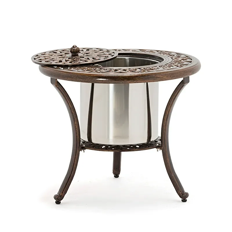 Cast Aluminum Outdoor Dining Set BBQ Grill Table and Chairs for Villa Courtyard Patio Leisure