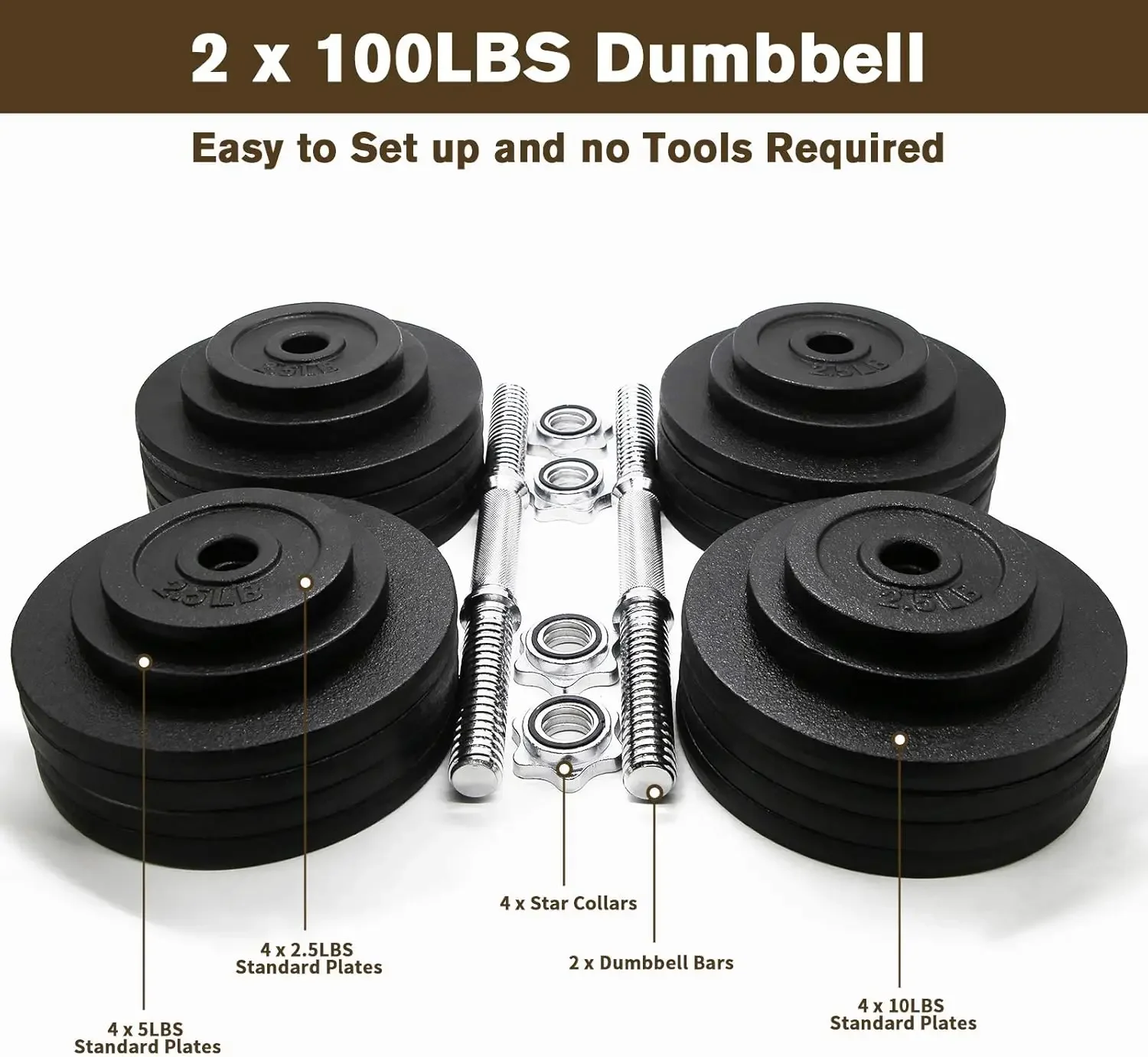 Adjustable Dumbbell Set 200lb 3