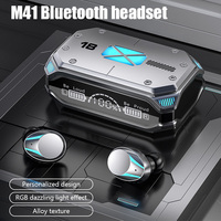 M41 Wireless Bluetooth Touch Digital Display In-Ear Sports Metal Texture Mecha Wind Dazzle Colour Light Magnetic Suction