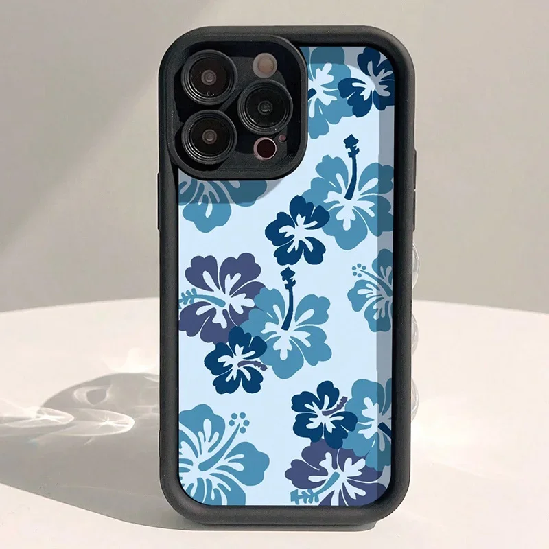 

Чехол для Xiaomi Mi 11 Lite 5G 15 14T 14 13T 13 12T Poco X7 X6 X5 X3 M6 F5 F6 Pro с синим чехлом с ручной росписью гибискуса