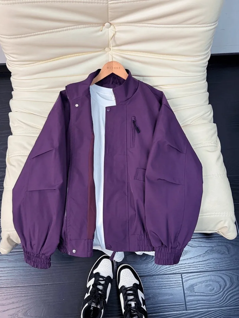 

Cleanfit Purple Stand Collar Workwear Jaet Men's Spring Tee Proof Flight Outerwear American Retro Trendy Baseball orm