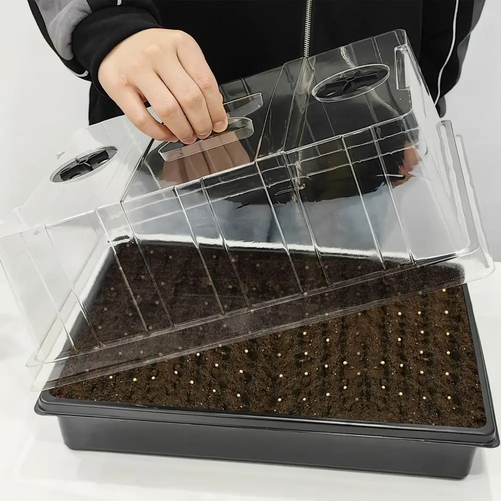 4-Pack Seed Starter Trays with 5 Tall Domes - Reusable Plant Germination Kit for Microgreens, Herbs, and Indoor Gardening | Clea