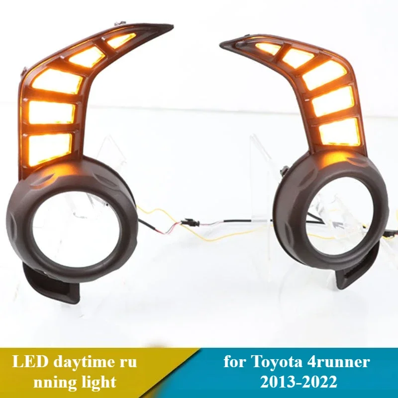 Car LED Daytime Running Light White DRL Yellow Dynamic Turn Signal Front Bumper Fog Lamp Modified For Toyota 4Runner 2013-2022 detail image 4