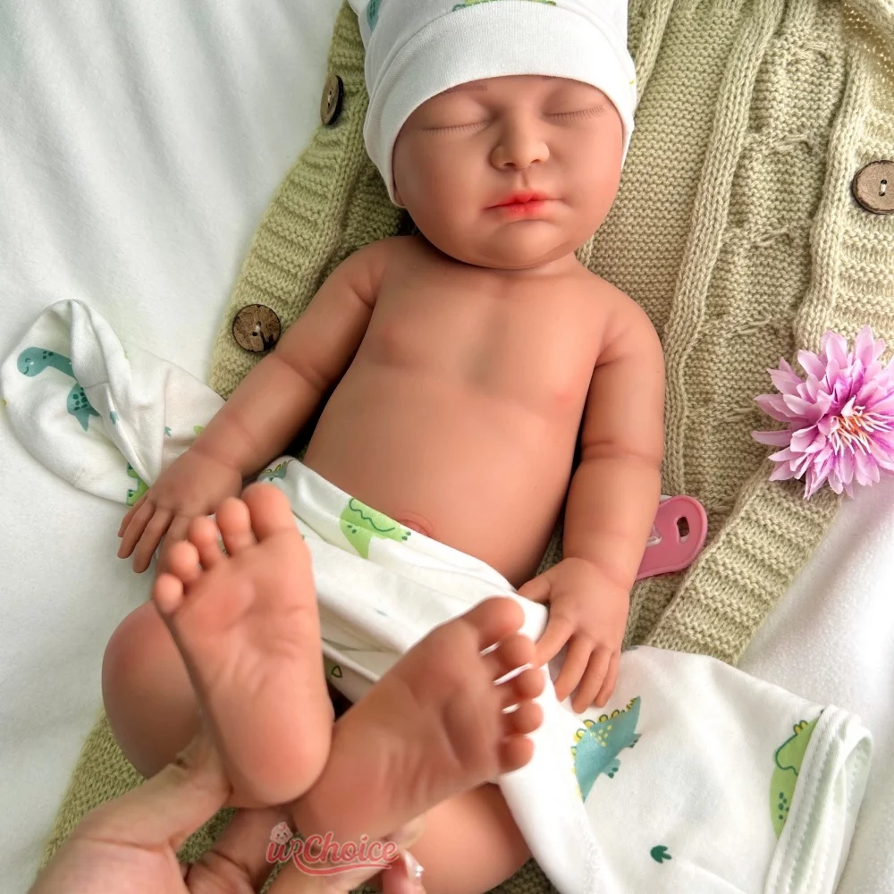 Mädchen mit offenem Mund, 55 cm, mit realistischen Details, weiches Silikon, wiedergeborenes Baby, gewichtete Neugeborene, Puppe für die Sammlung von Fotografen