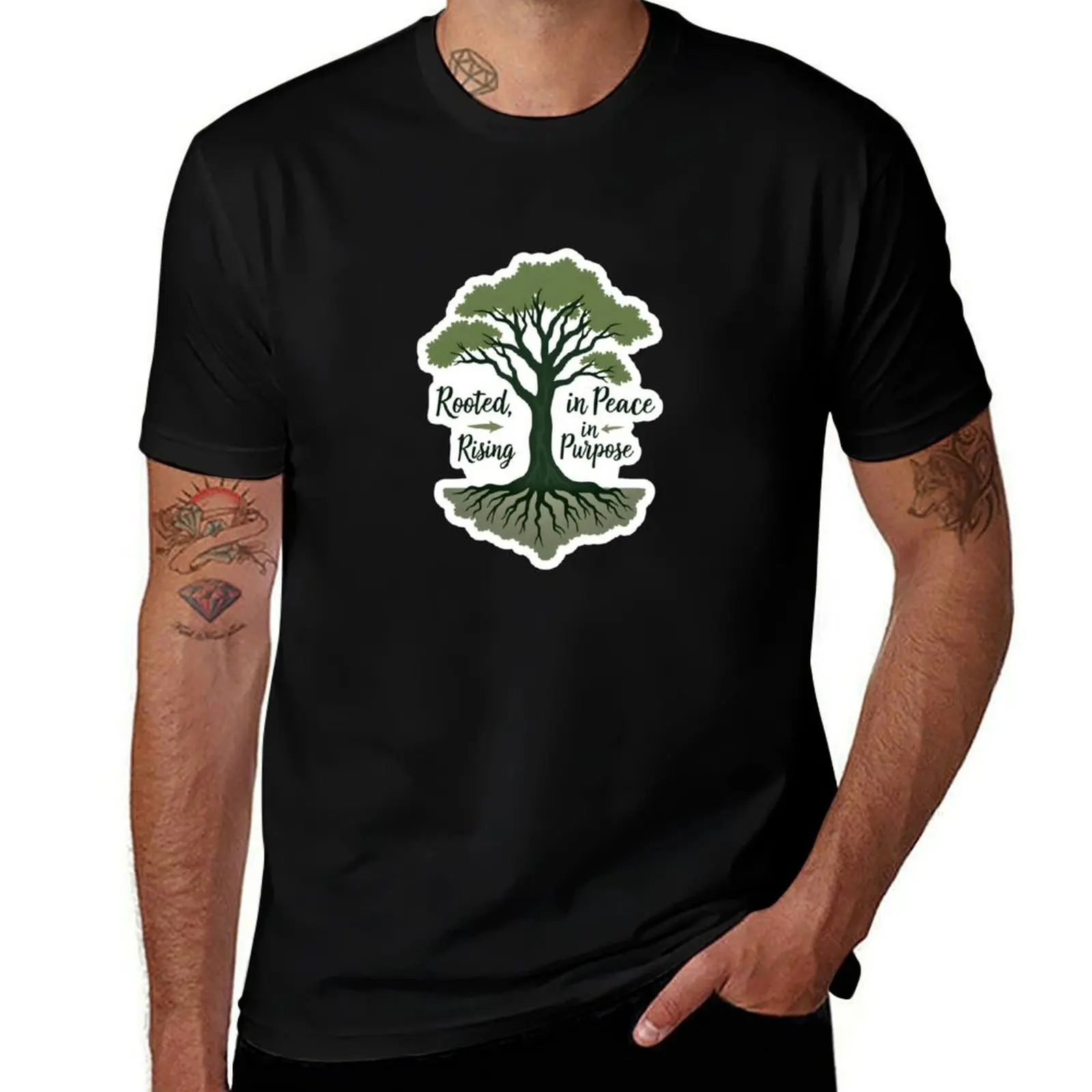 

Rooted and Rising – Inspirational Tree of Purpose Sticker T-Shirt anime figures mens big and tall t shirts