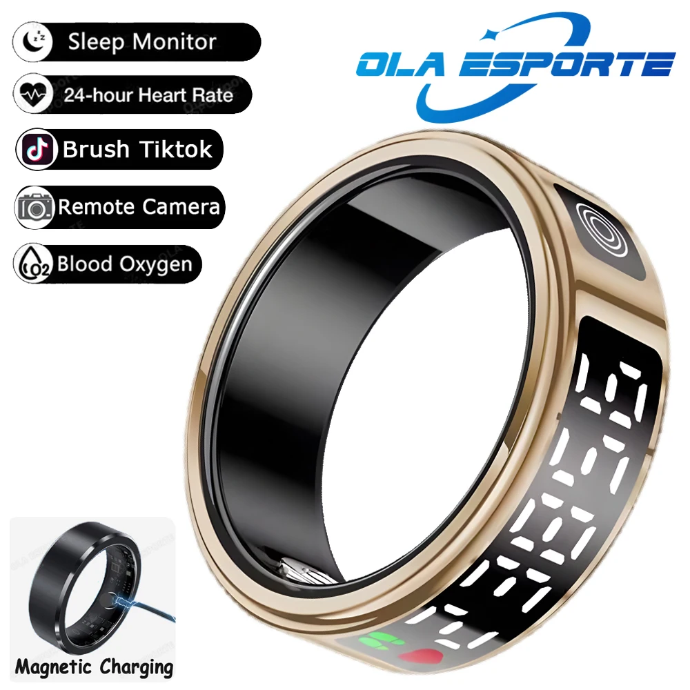 2025 Nieuwe SR08 Smart Ring Mannen Vrouwen LED Scherm Hartslag Bloed Zuurstof Monitoring 5 ATM Waterdichte Multi Sport modi Gift