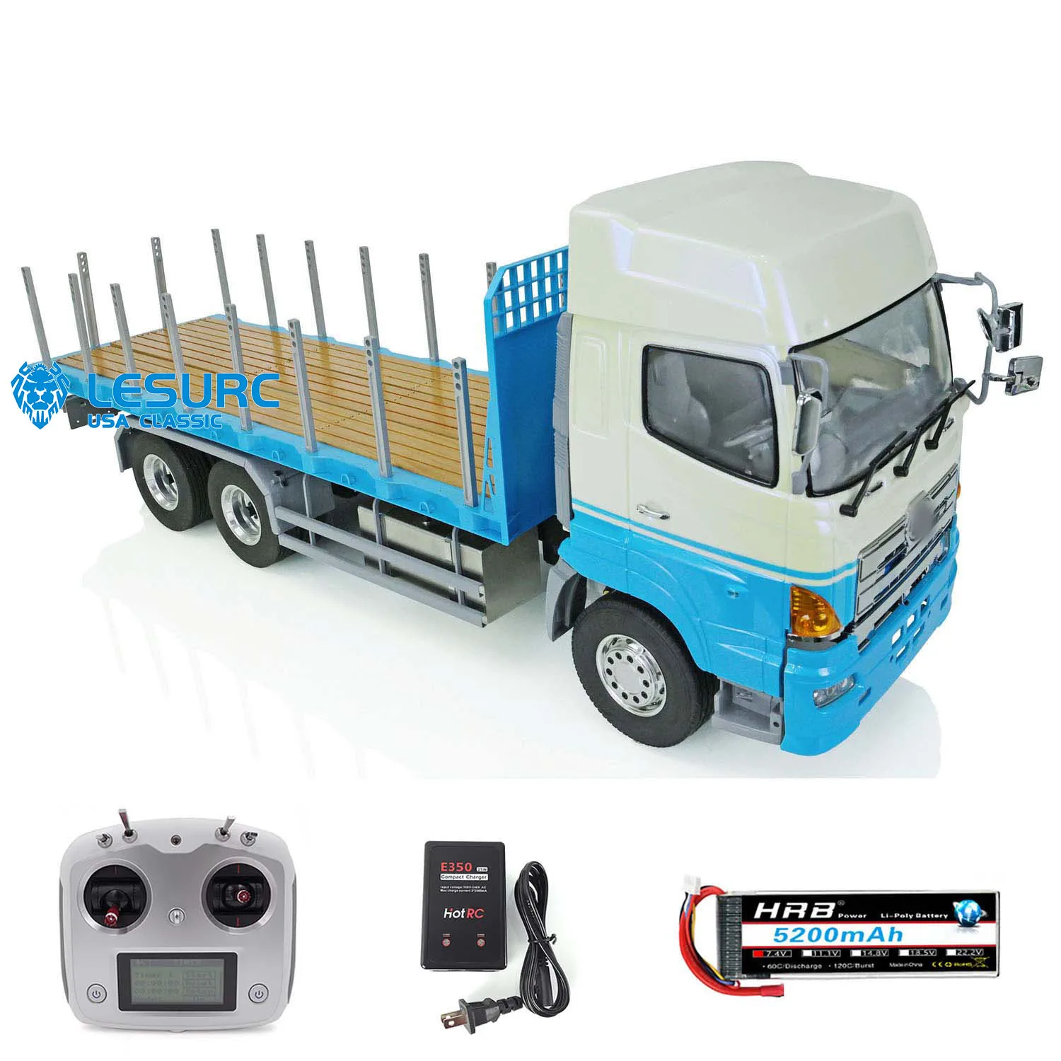 LESU RTR Radio Control Tractor Truck Flatbed Lorry Trailer For 1/14 6X4 2.4G Radio Car Outdoor Boys Toys THZH1351