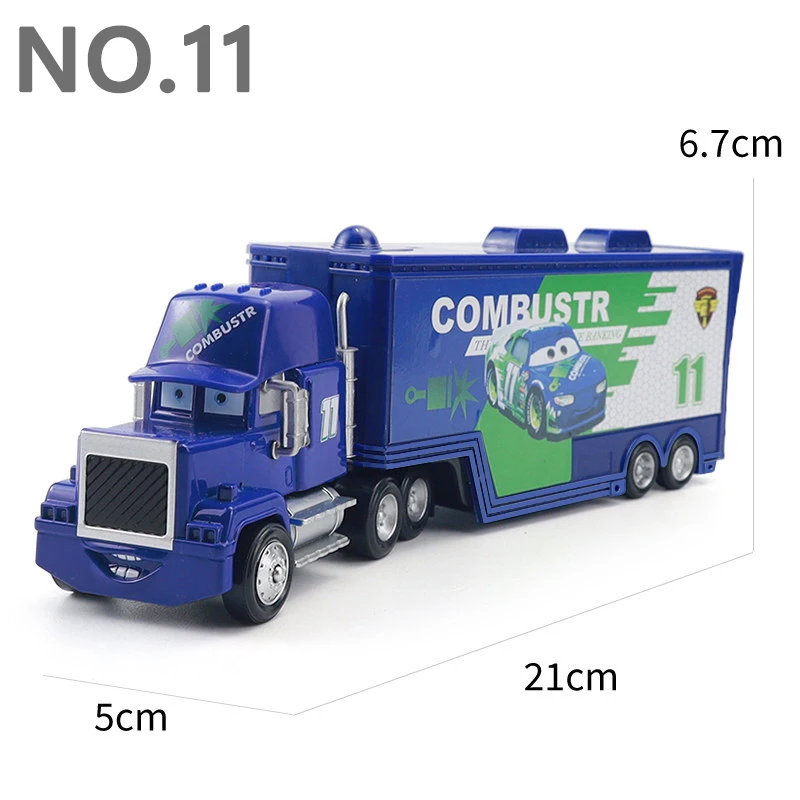 Pixar Cars Greg Candyman's Hauler Modellauto Anime-Figur Mack Container Trucks Semi-Hauler Dinoco Racing Spielzeug Kindergeschenke – Detail 17