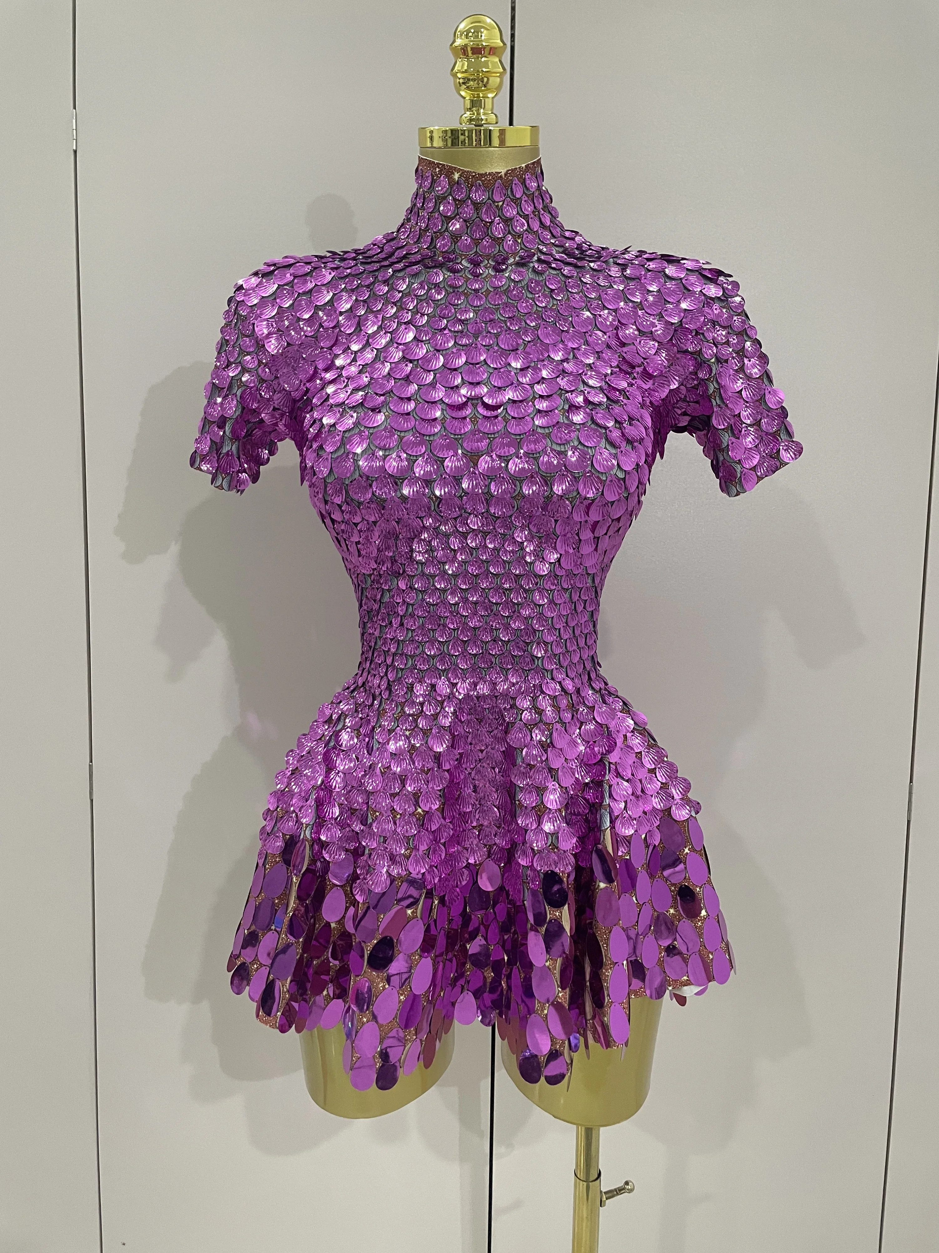 Luxury Sexy Shiny Shell Sequins Bodysuit Dress Women Birthday party Dresses  Nightclub Dance Performance Clothing Stage Costume - AliExpress 200000345