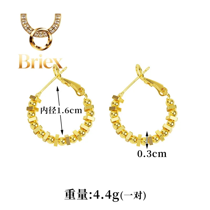 

Briex Jewelry Geometric Square Spacer Bead Hoops Women 24K Gold AU999 - Rich gold luster, unique square spacers, face-friendly,