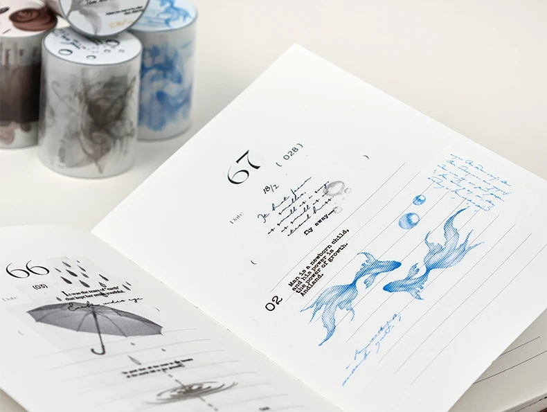 Journal GO 5cmx2m Floating Light Fragments Matte PET Tape Ocean & Coffee Decals for Journaling Scrapbooking Planners & DIY Card