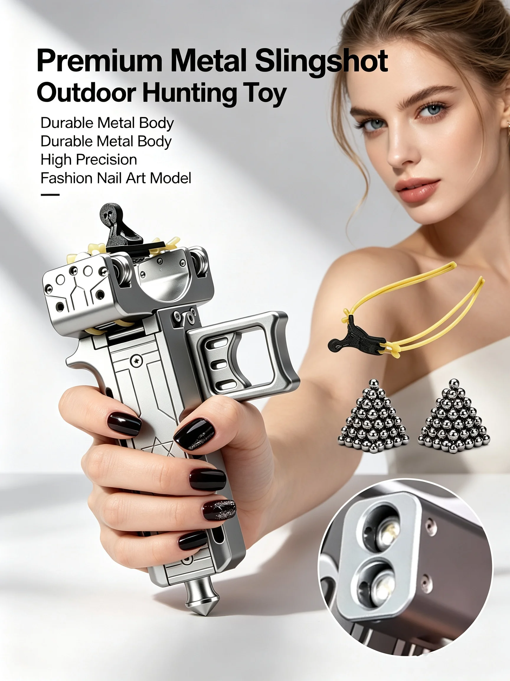 CNC Dual Magazine Aviation Aluminum Automatic S Lingshot Magazine Rubber Band Combination Tool Top-Selling Outdoor Shooting Toys