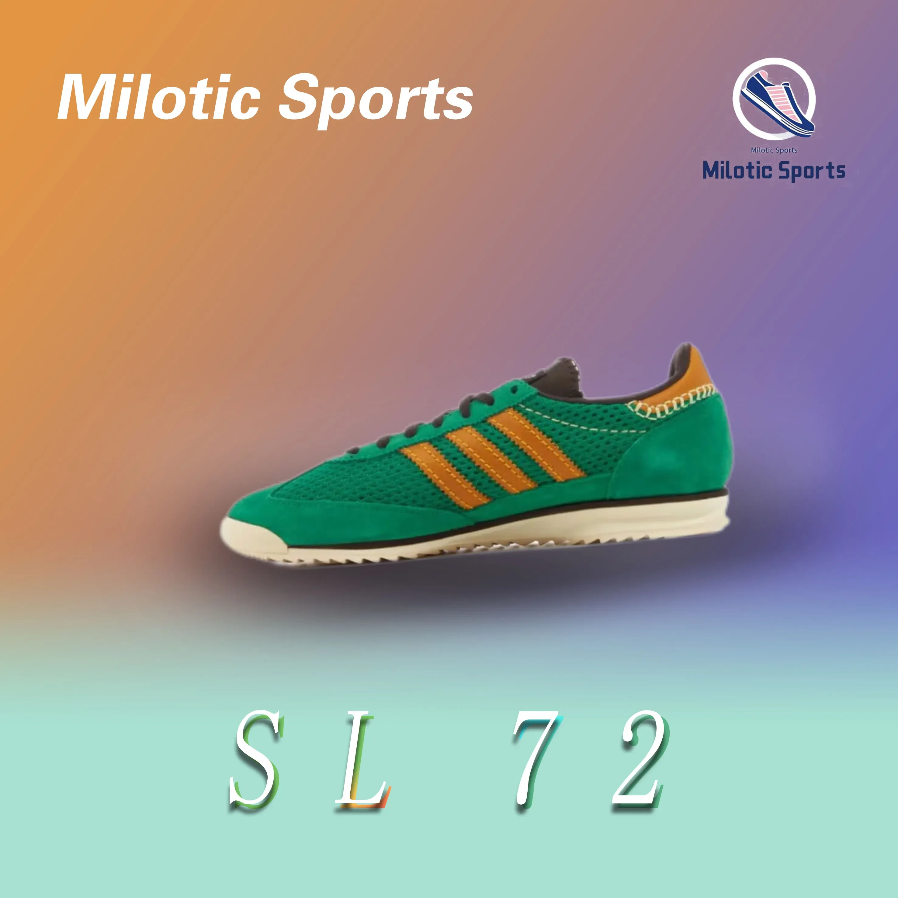 Adidas SL 72Men's and Women's Trendy Retro Low-top Casual Running Shoes Anti-skid Wear-resistant Green and Yellow Color Matching