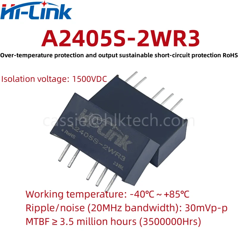 A2405S-2WR3 하이링크 PCB DCDC 5V 2W 200mA 출력 컨버터, 지능형 전원 공급 장치 모듈, DC 24V ~ 2W 5V 듀얼 출력, 10 개/로트