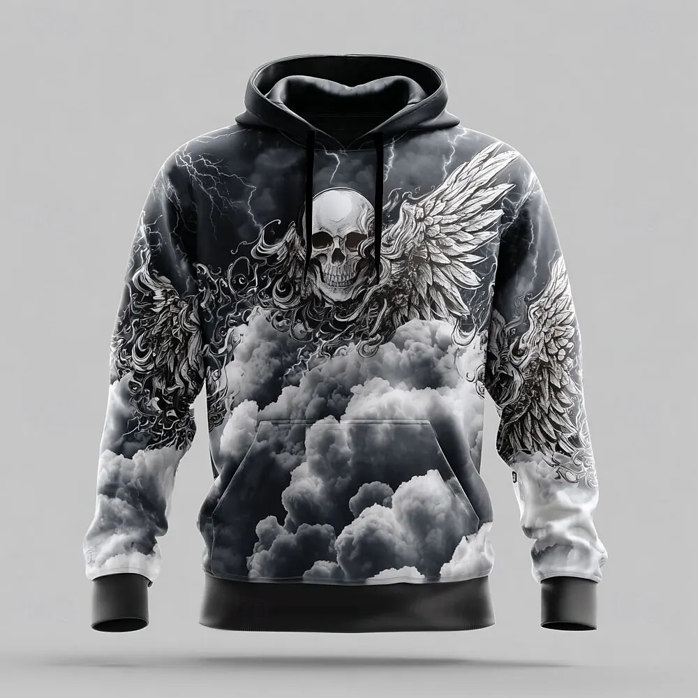 

Fashion Skull Pattern Men's Hoodies Street Hip Hop Style y2k Clothes Autumn Winter Casual Oversized Sweatshirts Men Pullover Top