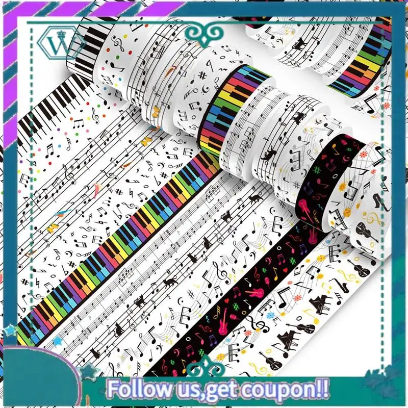 Upgraded Sweet Musical Note Theme Handbook Background DIY Washi Tape Sticker Scrapbooking Material Paper Craft Texture Stationer
