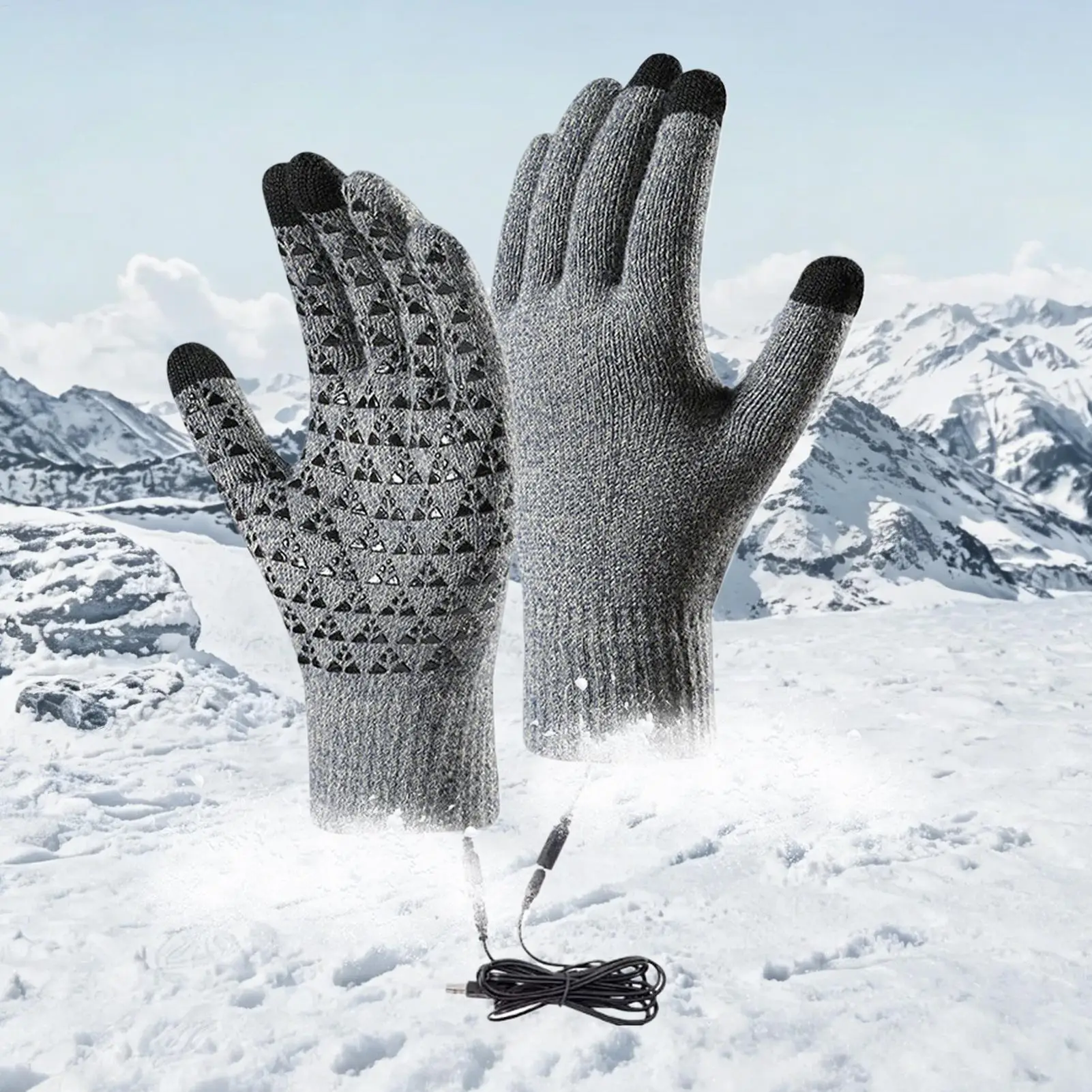 USB Heated Gloves Comfortable Windproof Thermal Touchscreen Camping Hand Warmer Gloves For Cycling Hiking Riding Fitness