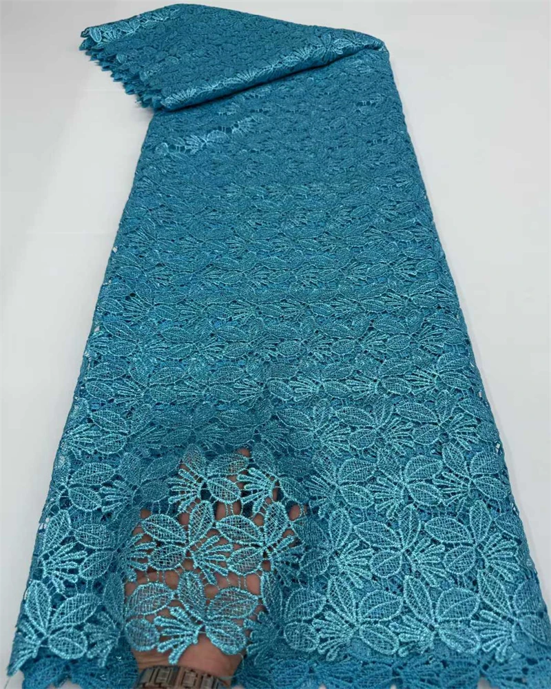 

African Guipure Cord Lace Fabric Water Soluble High Quality Elegant Lace for Women's Wedding Party Dresses Sewing