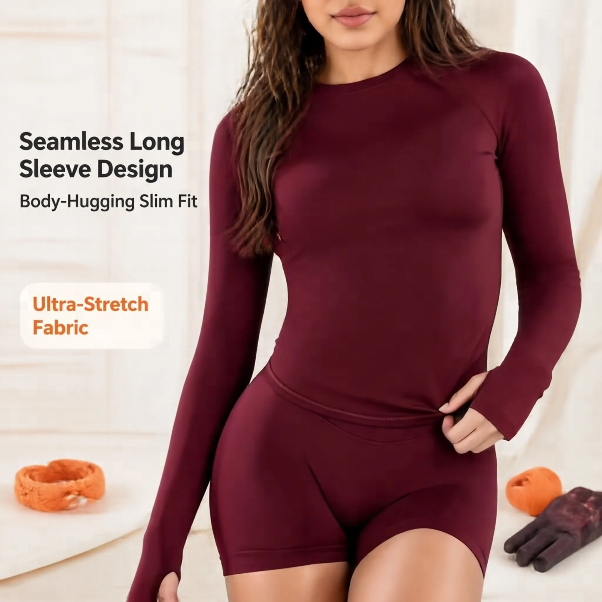 DFYZHESlim-fitting round neck long-sleeved top stretch breathable sports fitness bottoming shirt