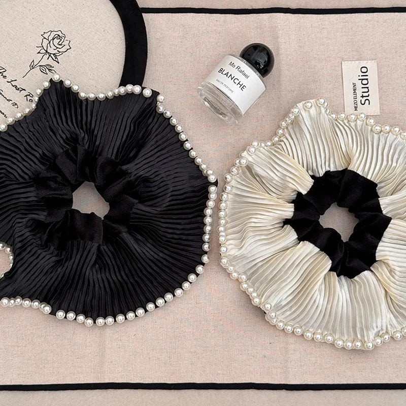 

Жемчужное кружево, большая повязка для волос для девочек, женщин, модный галстук, корейские аксессуары, резинка для волос, роскошный дизайнер, элегантный головной убор