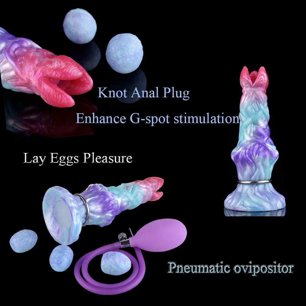 YOCY Pneumatische Ovipositor Aufblasbare Eierlegung Anal Plug Hohl Knoten Dildo Silikon Anus Vagina Kugeln Sex Spielzeug Für Paar