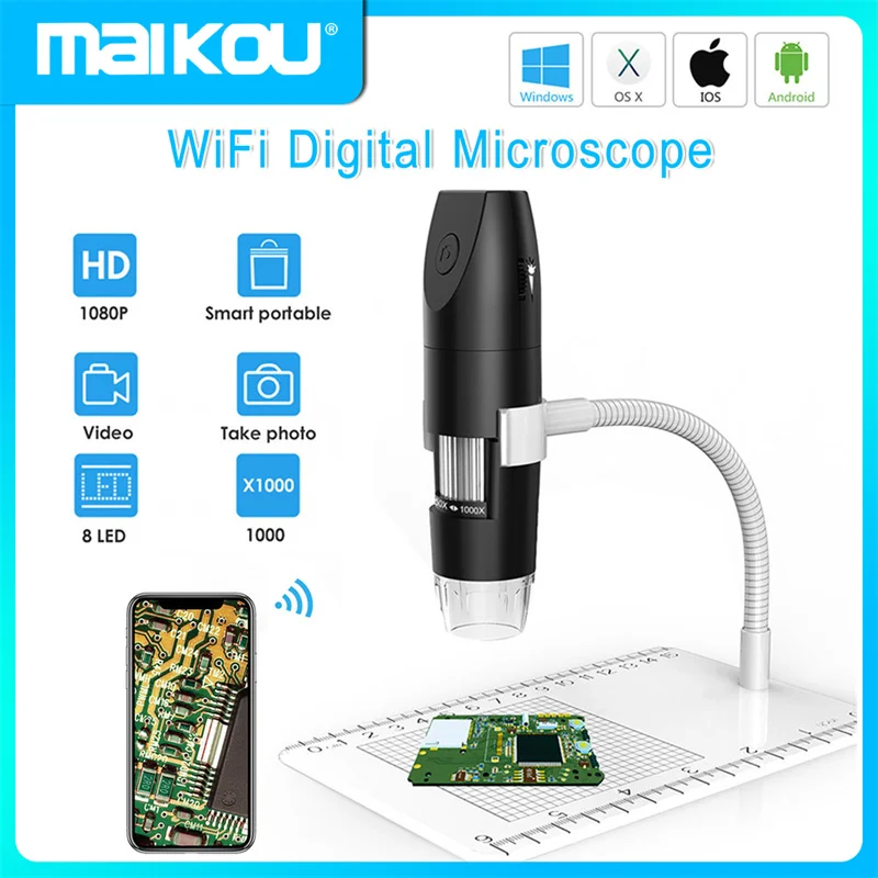 

WIFI Digital Microscope USB 1080P 50-1000X Magnification Handheld Portable Microscope Camera