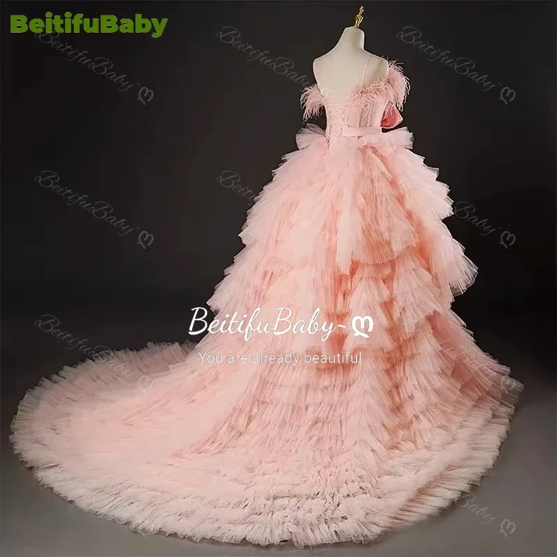 Abiti da festa da sera stile principessa personalizzati per le donne Abiti da ballo Dubai con torta altalena a strati in pizzo con fionda per festa di nozze