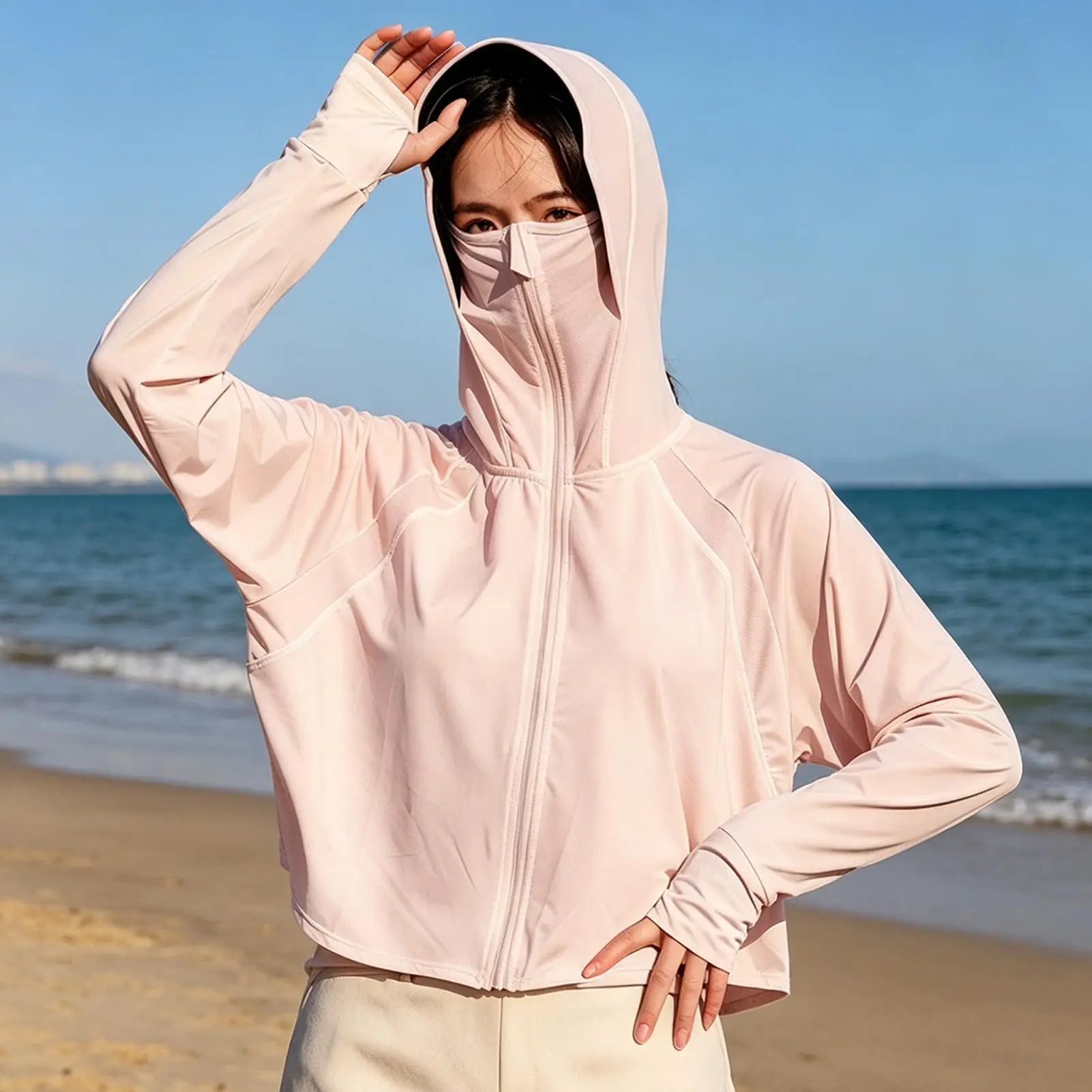 Women's Sun Protective Jacket Lightweight Full Zip Hoodie Shirt Women Sun Protection Clothing For Outdoor Hiking Walking Running