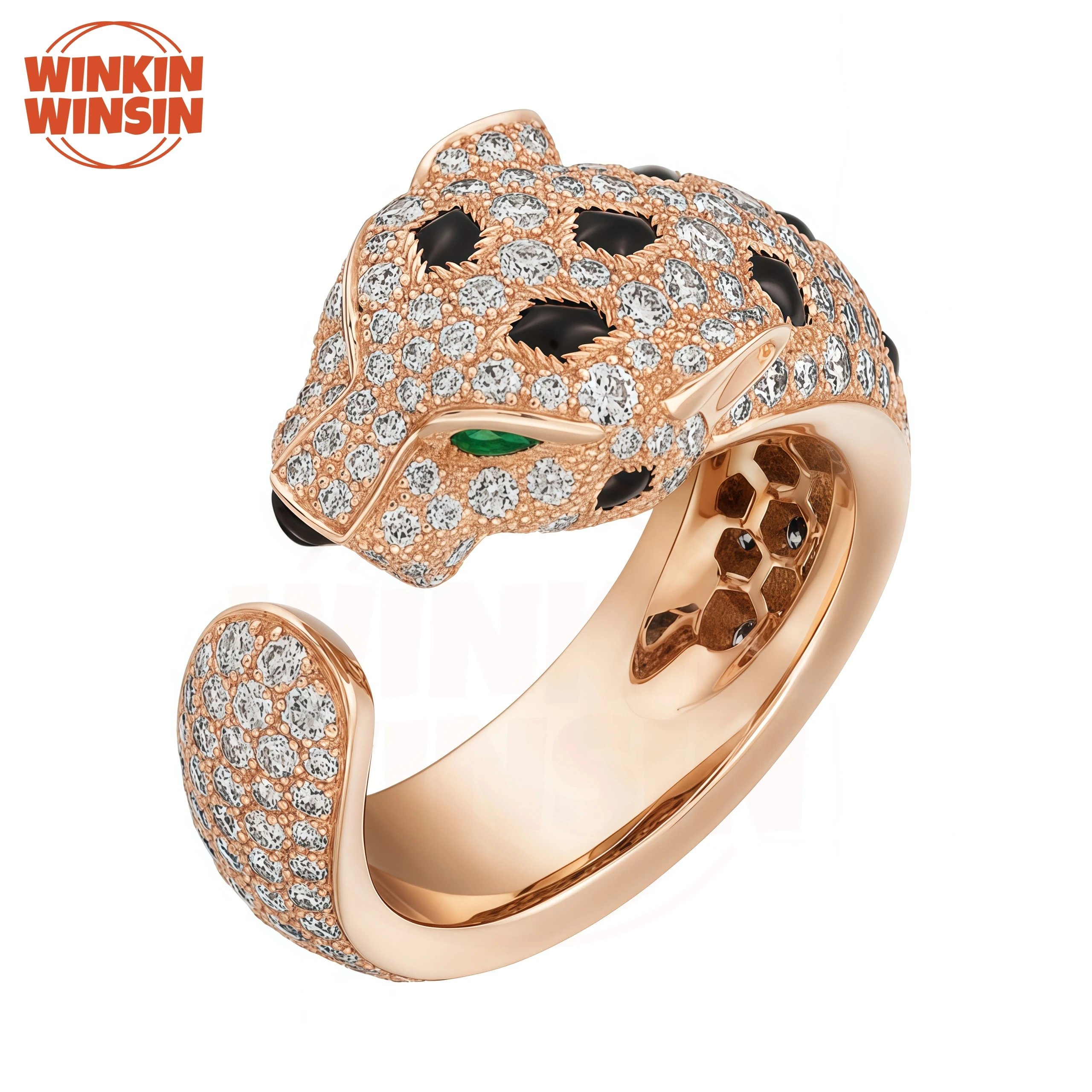 

Winkin Winsin Luxury s 925 Sterling Silver Ring Leopard Head Rings Fine Jewelry High Carbon Diamond Gemstone rings For Women Man