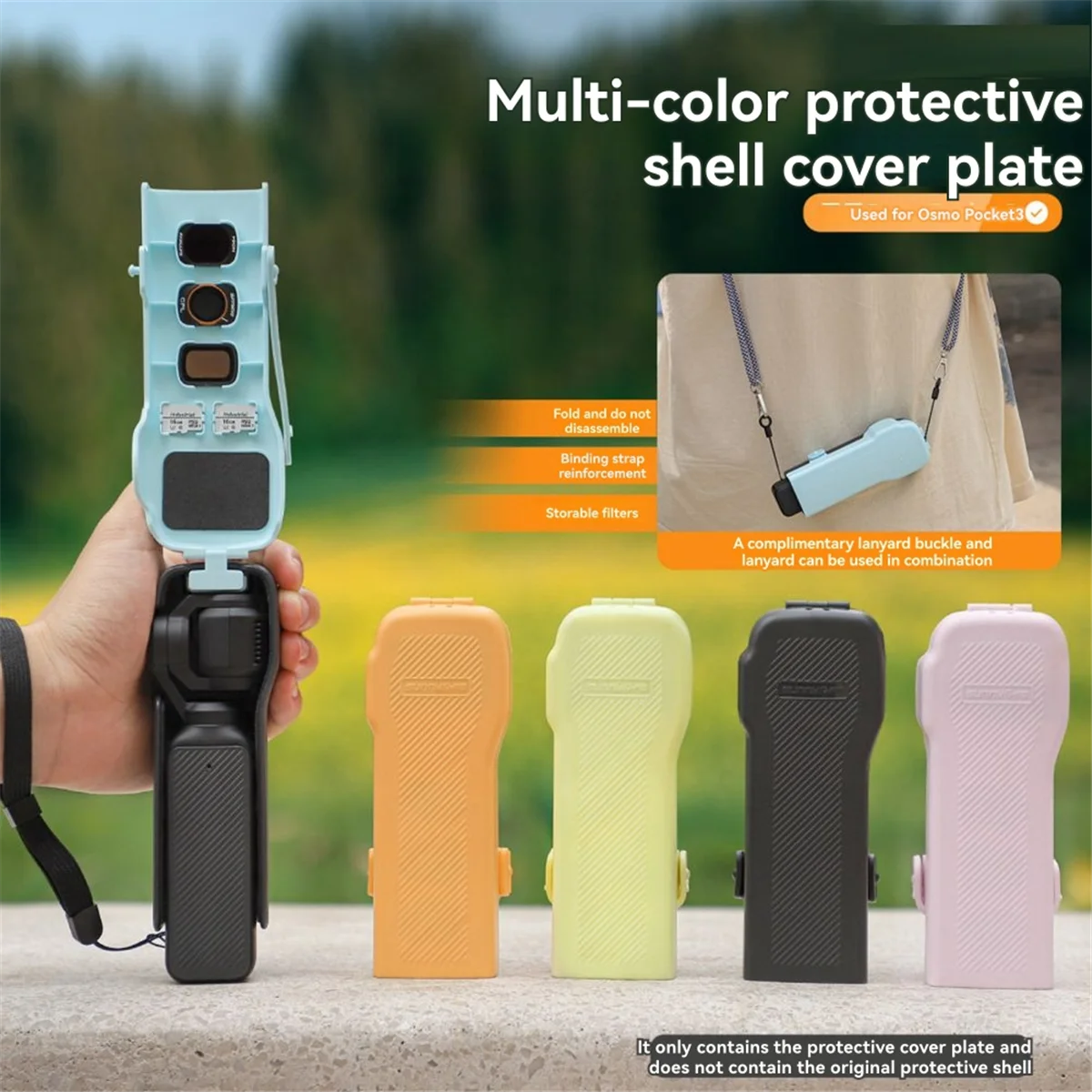 M86K  for 3 Protective Case Camera Lens Screen Anti-Fall Upper Cover Storage Bring Rope Accessor Pink