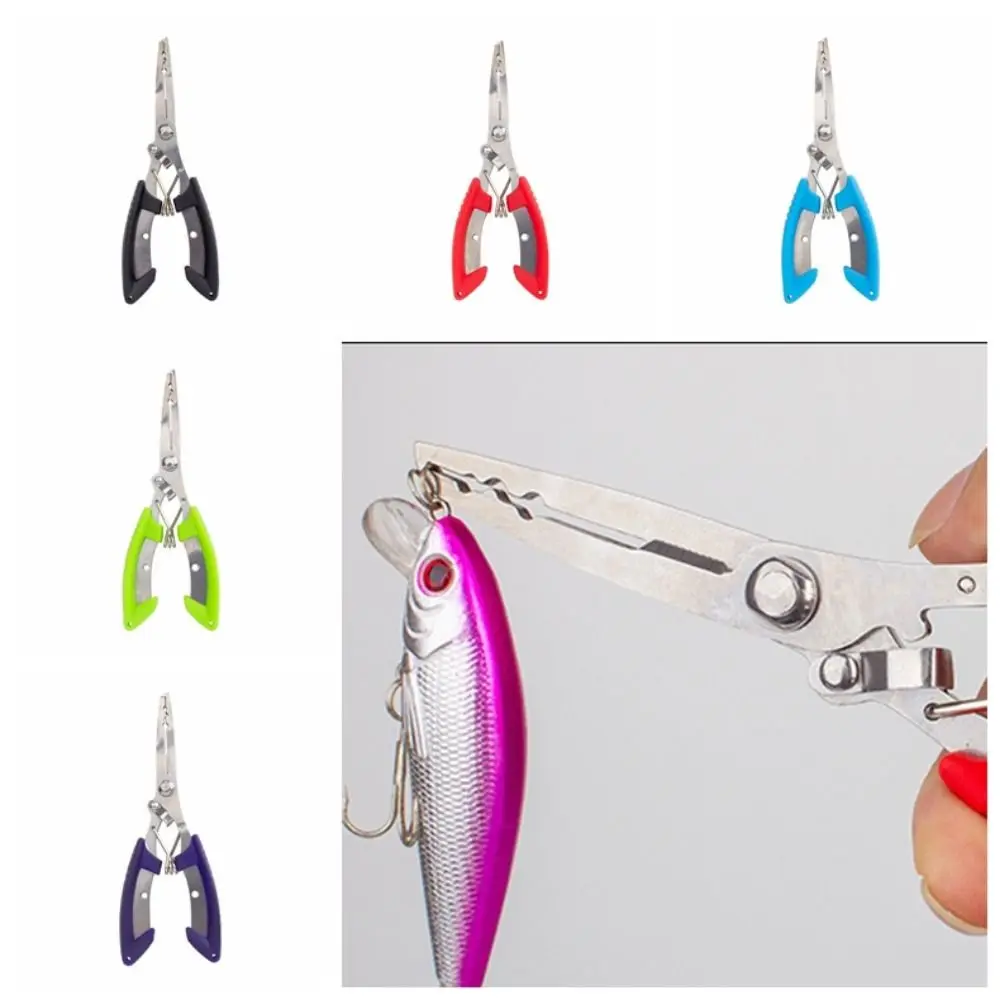 

Line Cut Fishing Pliers with Rubber Handle Multi-functional Fishing Tied Hooks Pliers Curved Mouth High-strength Luya Pliers