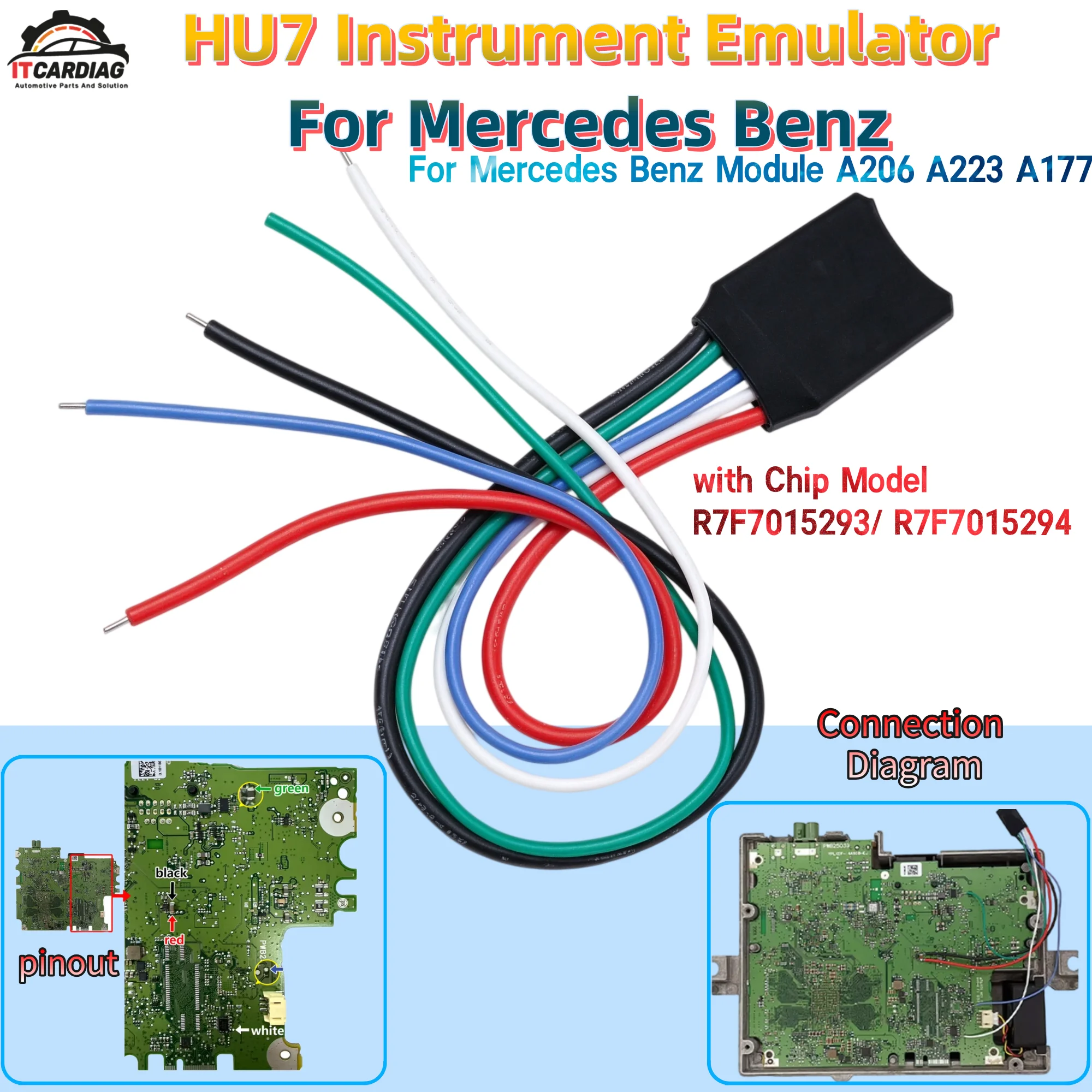 For MB HU7 Instrument Module Emulator For Mercedes Benz Module A206 A223 A177 with Chip Model R7F7015293/ R7F7015294