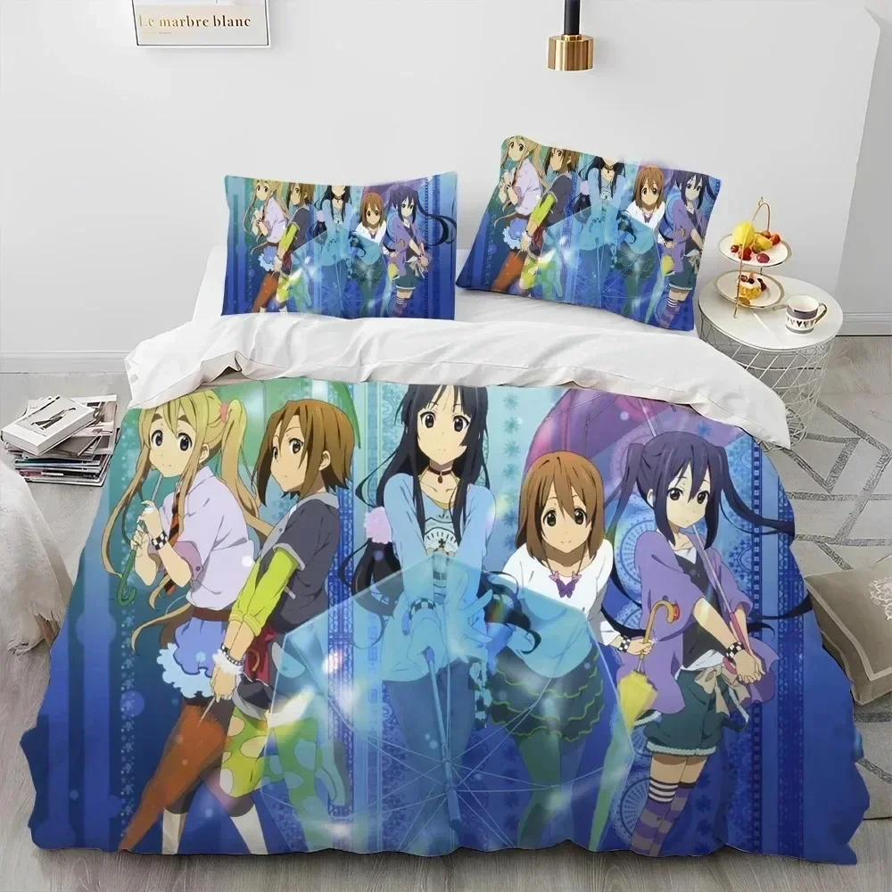 3D K-ON Kawaii Girls Anime Printed Bed Set Duvet Cover Pillowcase Bedding Set Bed Linen Sheet Quilt Cover Full Queen King Size