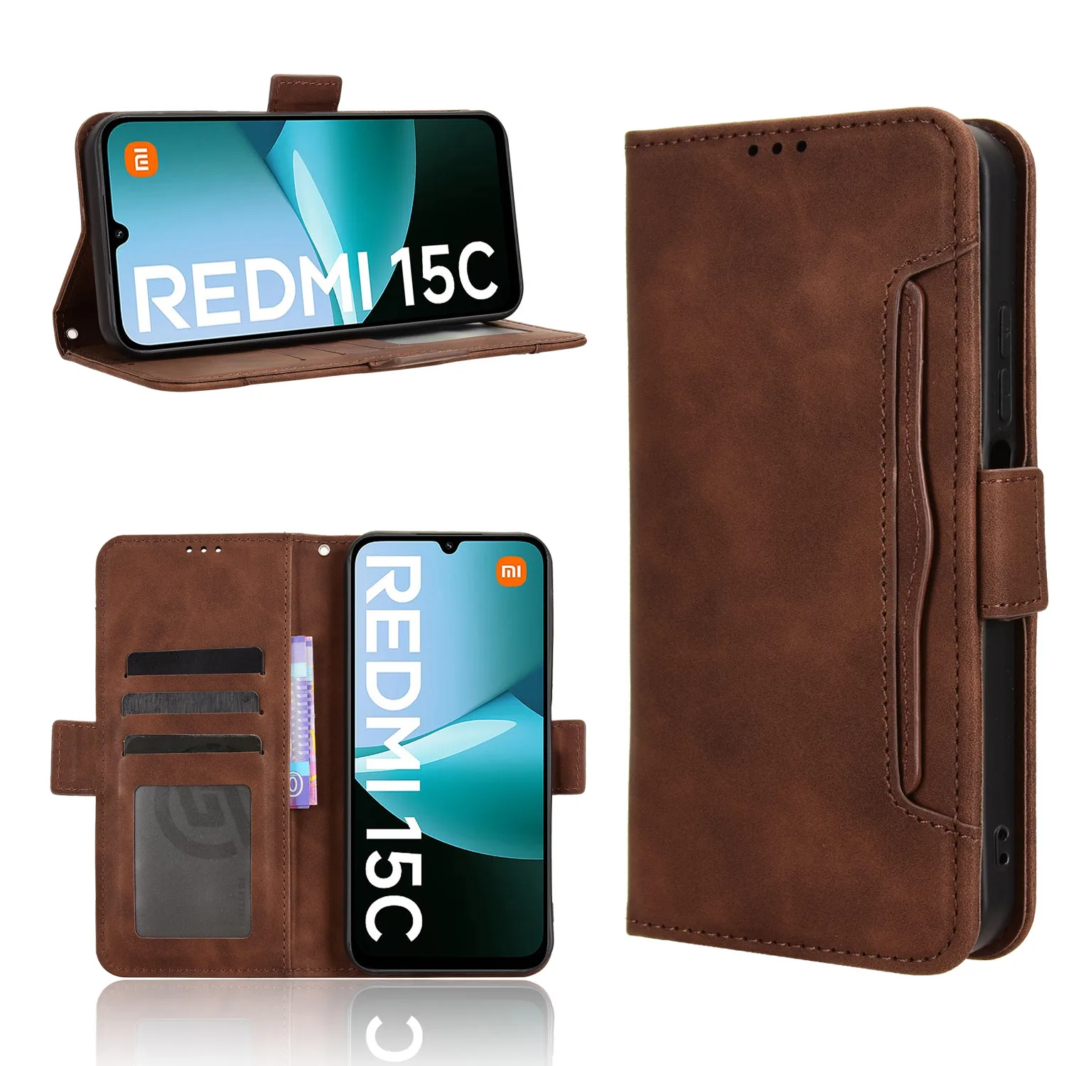 

Leather Case For Redmi 15C 14 14C K80 K70 K60 Pro + Ultra Strong Magnet Case Flip Magnetic Wallet Flip Cover