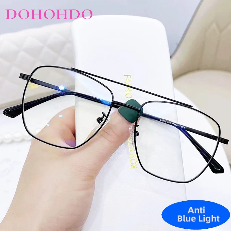 Retro Twin Bridge Pilot Anti Blue Light Computer Glasses Women Men Classic Brand Designer Eyeglasses For Office Work Lentes Очки