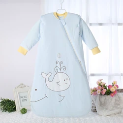 Autumn Winter Baby Sleeping Bag Cartoon Style One-piece Anti Kick Quilt Sleeping Bag Zip Design Soft Breathable Cotton Pajamas