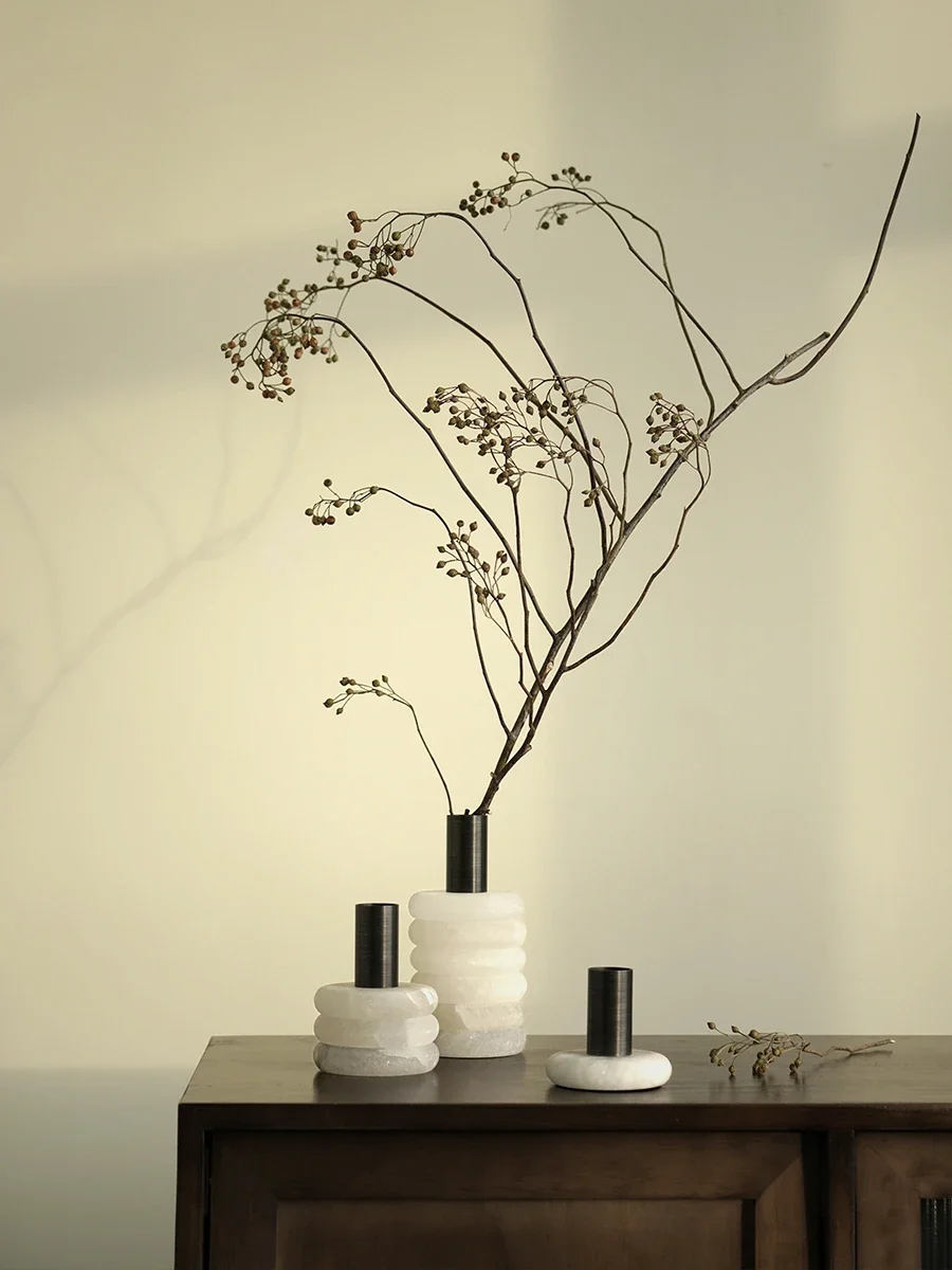 

Scandinavian White Onyx Natural Marble Vase Minimalist Flower Vase Room Decoration Home Decor