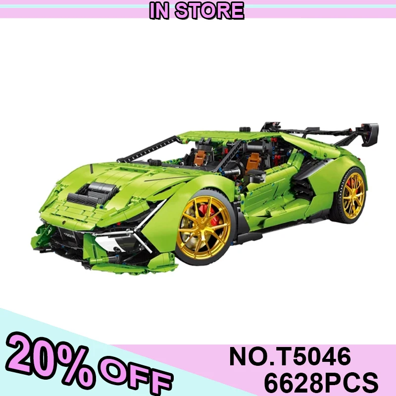 

New 6628pcs Lambo T5046 1:6 MOC RC Sports Car Building Blocks Bricks Model Assembling Children's Toys Holiday Gift Set