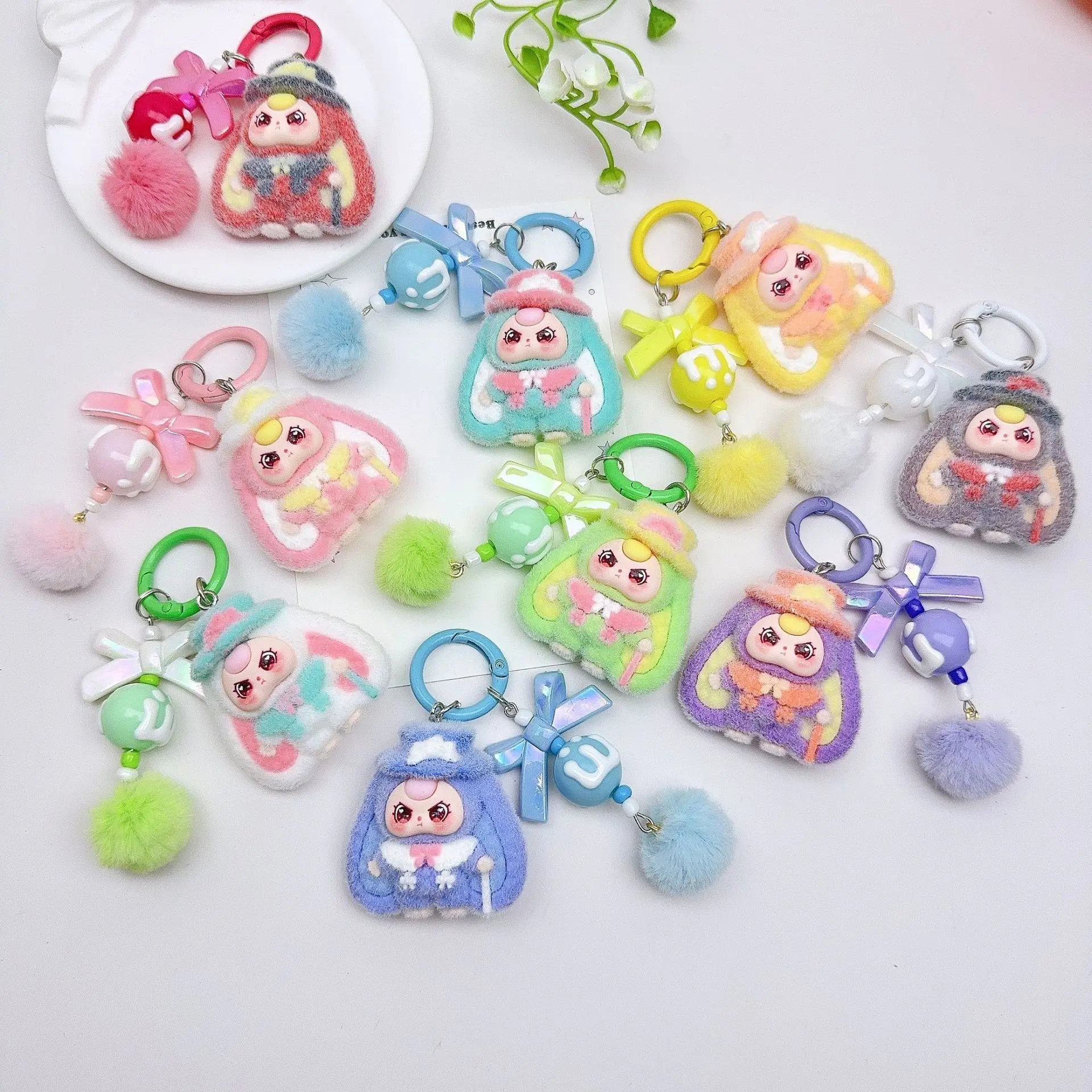 1PCSGentleman مجموعة الإكسسوارات الكرتون لطيف تمثال المفاتيح، شماعة حقيبة، قلادة الزخرفية، سلسلة المفاتيح العصرية